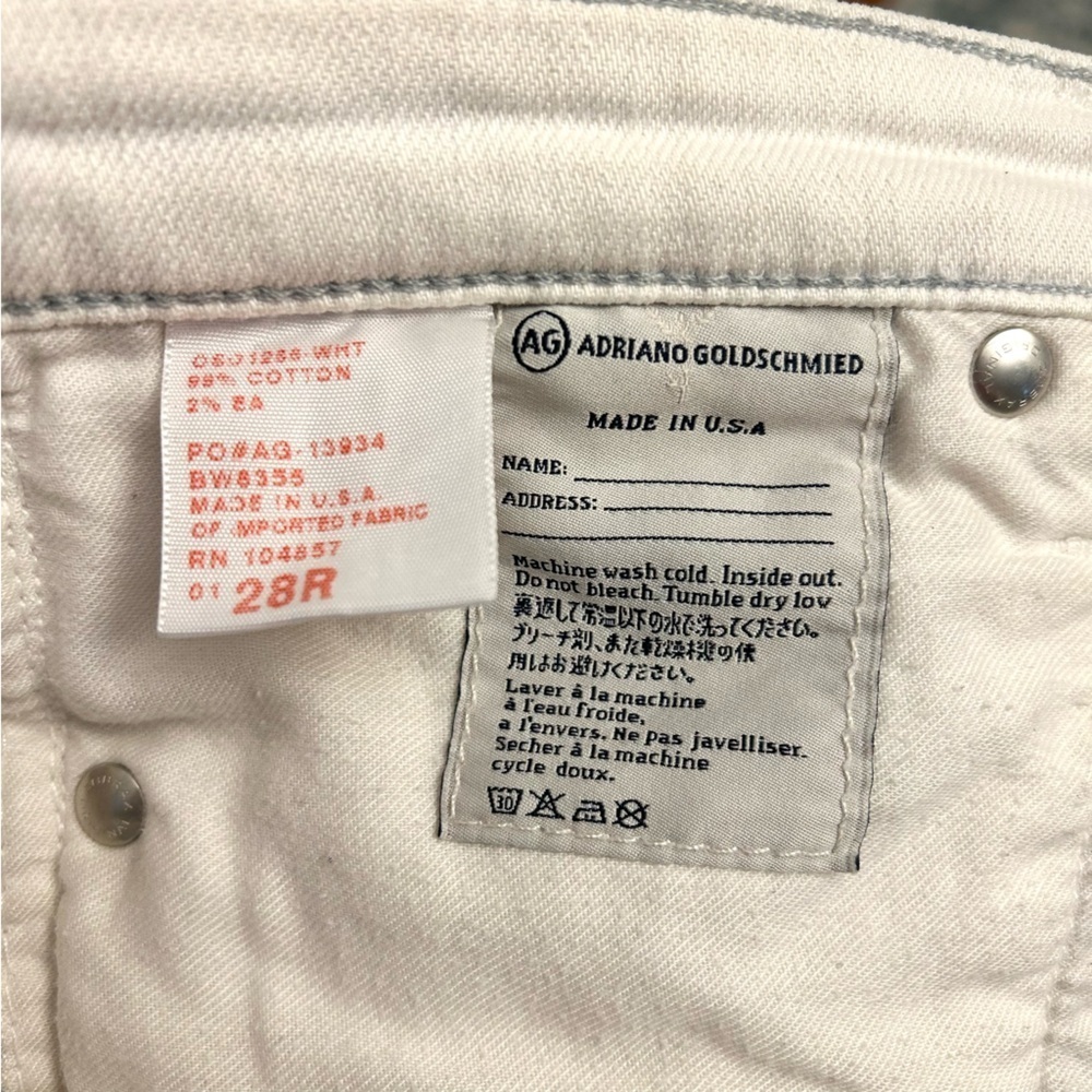 Ag Adriano Goldschmied Women’s White Straight Leg Jeans The Stevie Size 28R - Picture 7 of 12